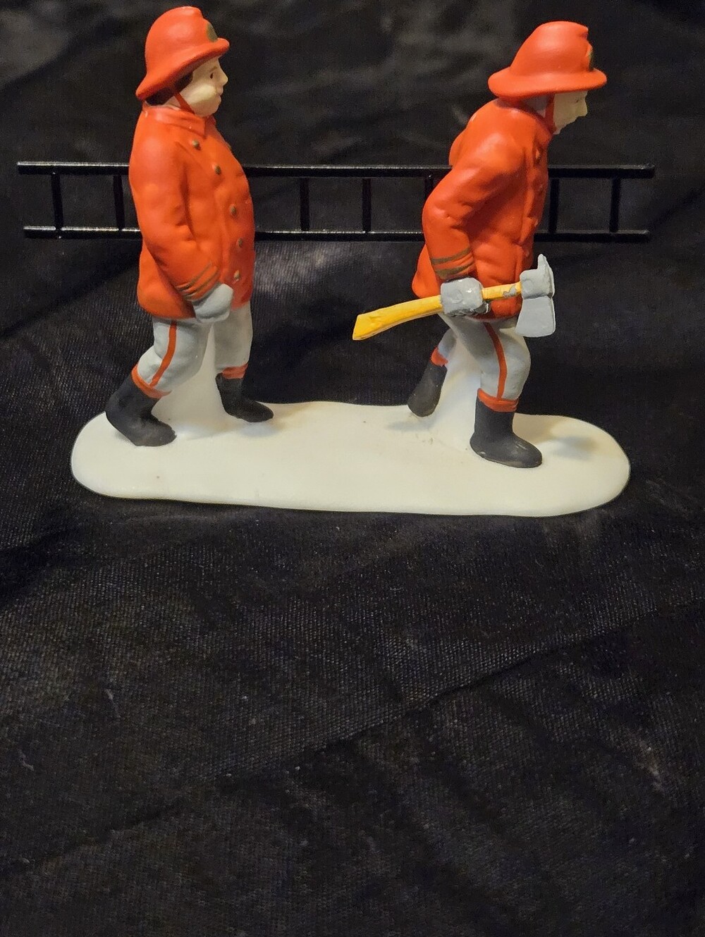 Department 56 Red Firefighter Duo Figurine with Black Ladder